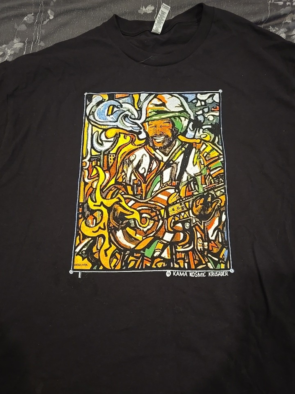American Apparel Black T‑Shirt with Multicolor Graphic
